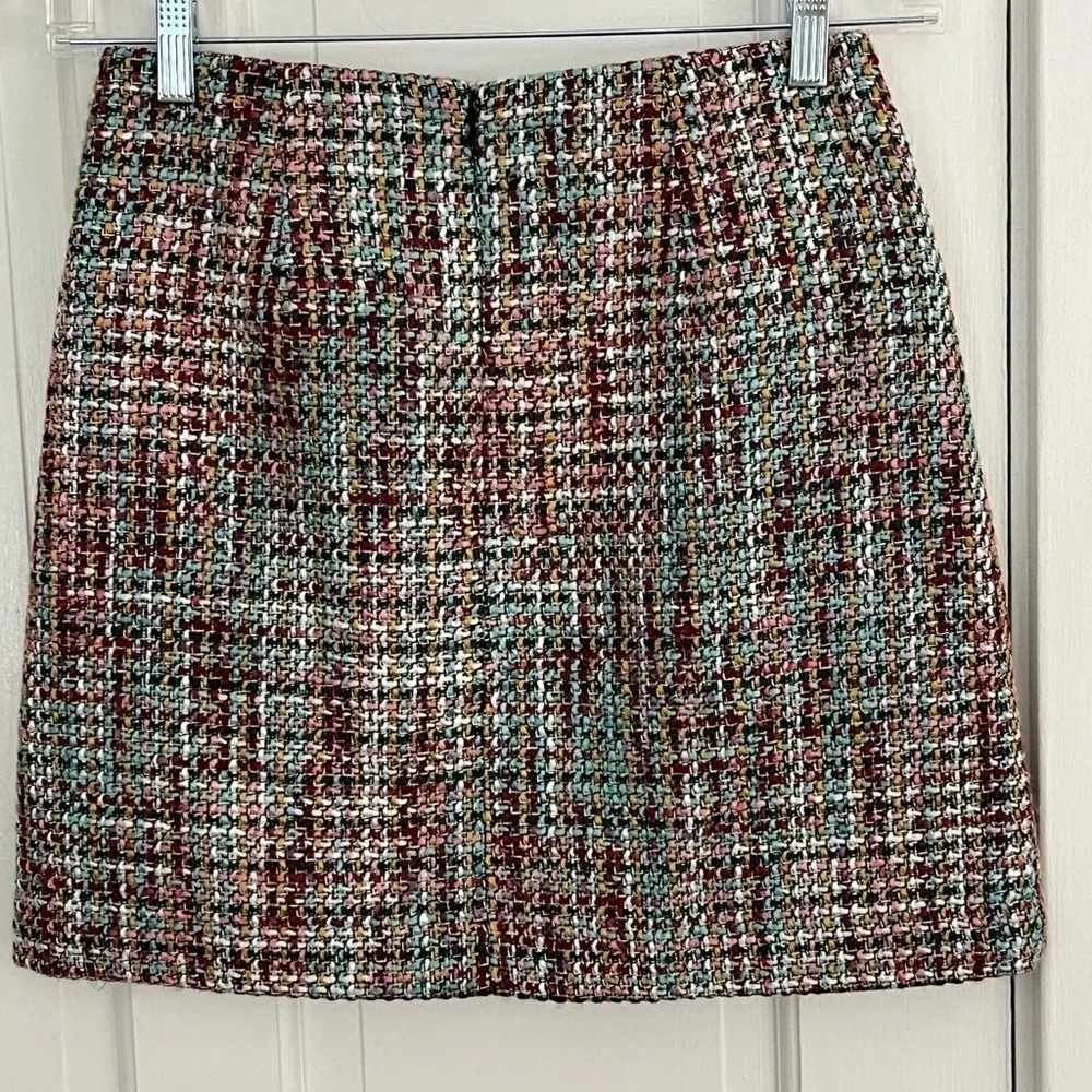 Loft Multi Color Tweed Mini Skirt Size 2P Fall Winter Preppy Academia Holiday